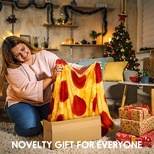 Izomty Pizza Blanket Adult Size, 71 Inches Double Sided 290 GSM Realistic Flannel Pepperoni Pizza Blankets, Novelty Gift for Pizza Lovers on Birthday