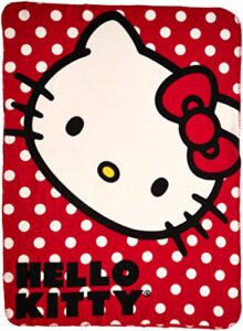 sanrio hello kitty, "polka dot kitty" fleece throw blanket, 45" x 60", multi color