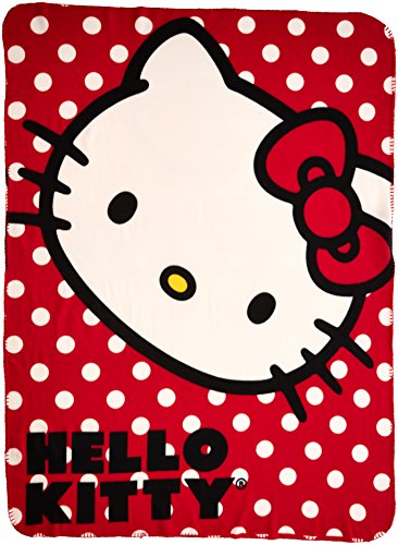 SANRIO Hello Kitty, "Polka Dot Kitty" Fleece Throw Blanket, 45" x 60", Multi Color