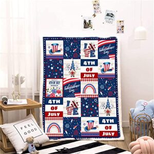 4th of July Decorations Blanket, Patriotic Memorial Day Independence Day Happy 4th of July Cute Gnome USA Flag Citizenship Veteran Labor Day Gifts, Soft Lightweight Cozy Throw Blanket for Couch Bed