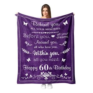 happy 60th birthday gifts for women blanket 60”x 50”, funny 1963 birthday 60th gift idea throw blankets for wife her mom friends coworker boss, flannel fleece soft warm throw blankets for bed sofa