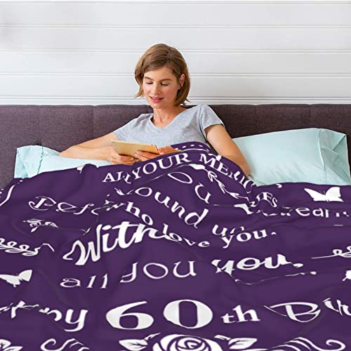 Happy 60th Birthday Gifts for Women Blanket 60”x 50”, Funny 1963 Birthday 60th Gift Idea Throw Blankets for Wife Her Mom Friends Coworker Boss, Flannel Fleece Soft Warm Throw Blankets for Bed Sofa