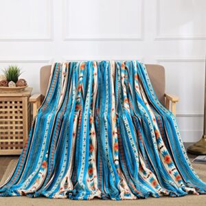 all american collection super soft ultra comfort plush microfiber solid throw blanket for couch home bedroom living room (50 x 60, beverly blue southwest)