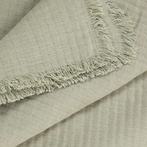 Nate Home by Nate Berkus Cotton Matelasse Blanket | with Fringe Detail, Breathable, All-Season Throw, Decoration for Bedding from mDesign - King, Lichen (Sage Green)