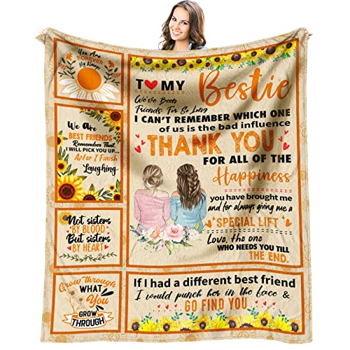 AIYUBOFUN Best Friend Blanket for Mothers Day, Friendship Gifts for Women Friends, Bestie Gifts for Women, Bestfriend Gifts for Best Friend, BFF Gift for Woman, Throw Blanket 60 x 50 inch