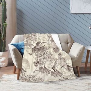 Hummingbird Fleece Blanket Throw Blanket, Ultra-Soft Cozy Micro Fleece Blanket for Sofa, Couch, Bed, Camping, Travel, & Car Use-All Seasons Suitable80 X60