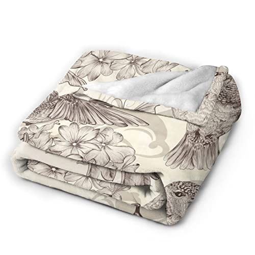 Hummingbird Fleece Blanket Throw Blanket, Ultra-Soft Cozy Micro Fleece Blanket for Sofa, Couch, Bed, Camping, Travel, & Car Use-All Seasons Suitable80 X60