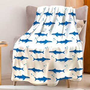 YRAQLVU Shark Throw Blanket Cute Baby Blankets for Couch, Warm Bath Shark Fleece Flannel Blanket for Unisex Adults Boys Girls Fish Gifts Decor, Ultra-Soft Lightweight Cozy Blanket, 40x50 Inches