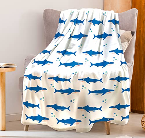 YRAQLVU Shark Throw Blanket Cute Baby Blankets for Couch, Warm Bath Shark Fleece Flannel Blanket for Unisex Adults Boys Girls Fish Gifts Decor, Ultra-Soft Lightweight Cozy Blanket, 40x50 Inches