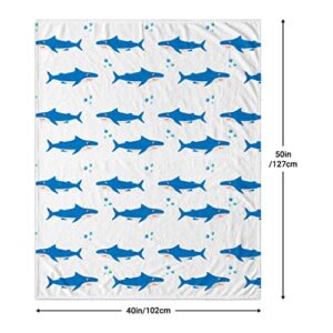 YRAQLVU Shark Throw Blanket Cute Baby Blankets for Couch, Warm Bath Shark Fleece Flannel Blanket for Unisex Adults Boys Girls Fish Gifts Decor, Ultra-Soft Lightweight Cozy Blanket, 40x50 Inches