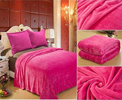 Home Must Haves Solid Hot Pink Affordable Fleece Super Soft Warm Cozy Plush Premium Sofa Couch Picnic Bed Queen Size 80" x 80"