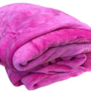 Home Must Haves Solid Hot Pink Affordable Fleece Super Soft Warm Cozy Plush Premium Sofa Couch Picnic Bed Queen Size 80" x 80"