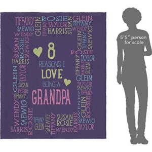 Personalized Grandma Blanket Throw. Reasons I Love Being a Grandpa Grandma Papa Mommy Nana. Customized Blanket for Grandparent with All Names in for Birthday (Purple, Fleece 50" x 60")