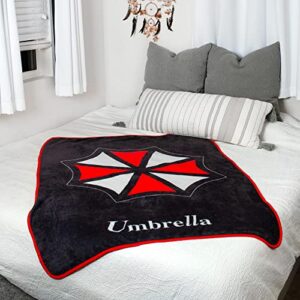 Resident Evil Umbrella Plush Throw Blanket | Super Soft Fleece Blanket, Cozy Sherpa Cover For Sofa And Bed, Home Decor Room Essentials | Zombie Horror Biohazard Video Game Gifts | 45 x 60 Inches