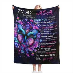zelnkbu to my mom blankets gift from daughter/son,mother's day mom's birthday, fleece blanket with letter for mom(50"×60")