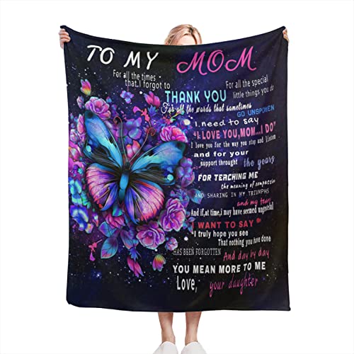 Zelnkbu to My Mom Blankets Gift from Daughter/Son,Mother's Day Mom's Birthday, Fleece Blanket with Letter for Mom(50"×60")