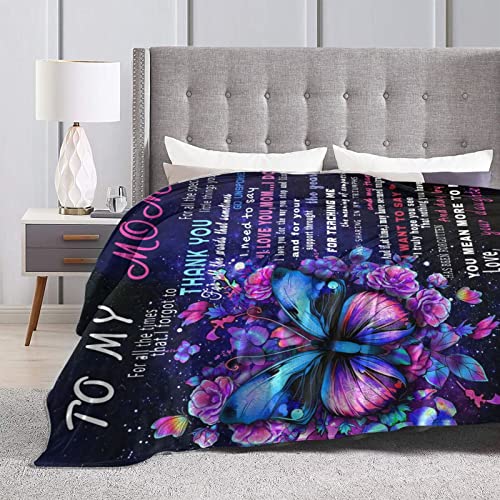 Zelnkbu to My Mom Blankets Gift from Daughter/Son,Mother's Day Mom's Birthday, Fleece Blanket with Letter for Mom(50"×60")