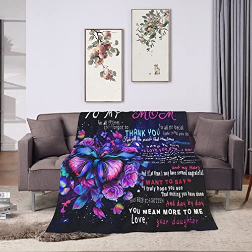 Zelnkbu to My Mom Blankets Gift from Daughter/Son,Mother's Day Mom's Birthday, Fleece Blanket with Letter for Mom(50"×60")