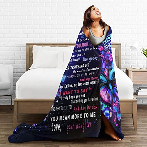 Zelnkbu to My Mom Blankets Gift from Daughter/Son,Mother's Day Mom's Birthday, Fleece Blanket with Letter for Mom(50"×60")