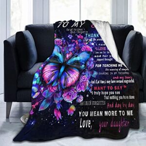 Zelnkbu to My Mom Blankets Gift from Daughter/Son,Mother's Day Mom's Birthday, Fleece Blanket with Letter for Mom(50"×60")