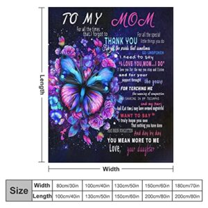 Zelnkbu to My Mom Blankets Gift from Daughter/Son,Mother's Day Mom's Birthday, Fleece Blanket with Letter for Mom(50"×60")