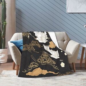 Black and Gold Fleece Blanket Throw Blanket, Ultra-Soft Cozy Micro Fleece Blanket for Sofa, Couch, Bed, Camping, Travel, & Car Use-All Seasons Suitable50 X40