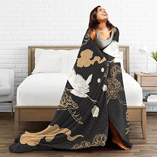 Black and Gold Fleece Blanket Throw Blanket, Ultra-Soft Cozy Micro Fleece Blanket for Sofa, Couch, Bed, Camping, Travel, & Car Use-All Seasons Suitable50 X40