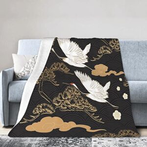 Black and Gold Fleece Blanket Throw Blanket, Ultra-Soft Cozy Micro Fleece Blanket for Sofa, Couch, Bed, Camping, Travel, & Car Use-All Seasons Suitable50 X40