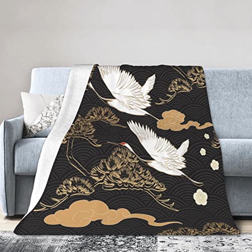 Black and Gold Fleece Blanket Throw Blanket, Ultra-Soft Cozy Micro Fleece Blanket for Sofa, Couch, Bed, Camping, Travel, & Car Use-All Seasons Suitable50 X40