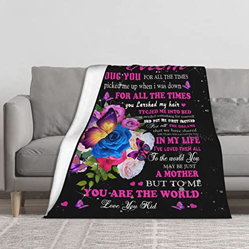 to My Mom Gifts from Daughter/Son Throw Fleece Blankets Birthday Gifts Thanksgiving Day Holiday Blanket for Bed Couch Living Room 60"x50"