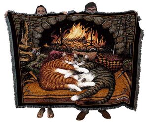 pure country weavers all burned out cat blanket by charles wysocki - gift for cat lovers - tapestry throw woven from cotton - made in the usa (72x54)