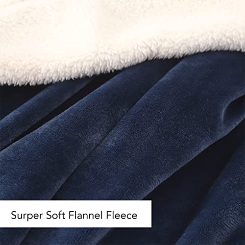 LuxenrelaX Sherpa Fleece Blanket for Couch, Warm Thick Reversible Blanket with 2 Layer, Double-Sided Super Soft Blanket for Bed (Navy, 60" x 80")