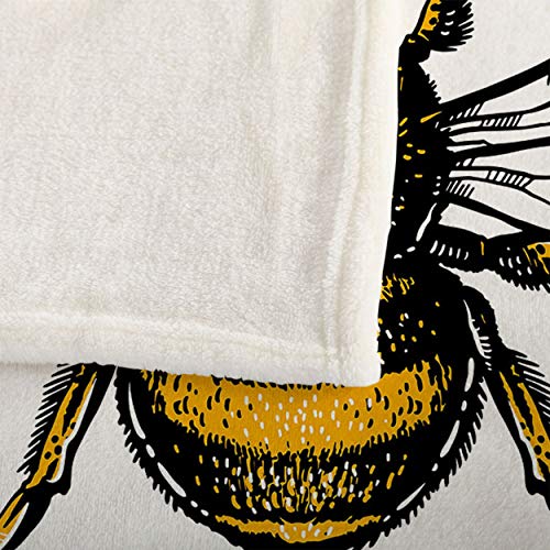 Mugod Throw Blanket Hand Drawn Bumblebee Sketch Isolated on White Background Decorative Soft Warm Cozy Flannel Plush Throws Blankets for Baby Toddler Dog Cat 30 X 40 Inch