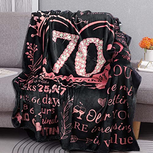 Happy 70th Birthday Gifts for Women, 70th Birthday Blanket with Gift Box, 70th Birthday Gift Ideas for Women, 70 Year Old Birthday Decorations for Women, 1953 Birthday Throw Blanket for Her 60"x50"