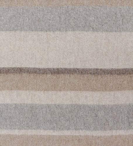 Alpaca Merino Wool Blanket Throw Warm and Soft Multicolor Striped Design Peru (Sand/Soft Camel/Soft Gray)