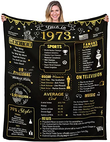 50th Birthday Gifts For Women Men Blanket, Gifts For 50th Birthday Decorations, 1973 Birthday Gifts For Her,50 Years Old Gift for Mom Dad Grandparents, 50th Birthday Gifts Ideas Back in 1973 60"X50"