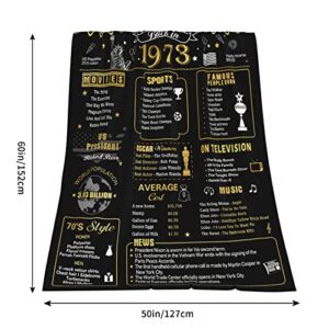 50th Birthday Gifts For Women Men Blanket, Gifts For 50th Birthday Decorations, 1973 Birthday Gifts For Her,50 Years Old Gift for Mom Dad Grandparents, 50th Birthday Gifts Ideas Back in 1973 60"X50"