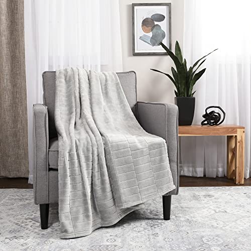 Life Comfort Cozy Textured Lightweight Throw, 90"x90" 100% Recycled Fibers Eco-Friendly Queen Size Super Soft Soft All Season Premium Comfort Blanket for Bed or Couch, Grey