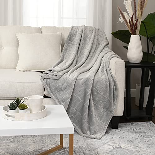 Life Comfort Cozy Textured Lightweight Throw, 90"x90" 100% Recycled Fibers Eco-Friendly Queen Size Super Soft Soft All Season Premium Comfort Blanket for Bed or Couch, Grey