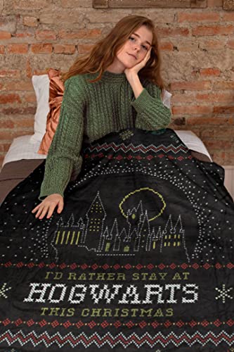 Northwest Harry Potter I'd Rather Stay at Hogwarts Holiday Plush Throw Blanket 46' x 60'