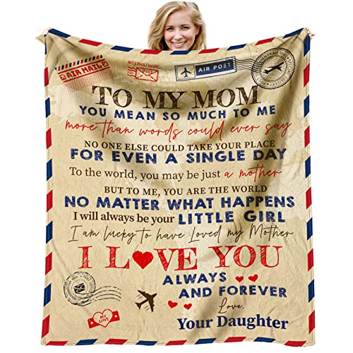 Mom Gifts Throw Blanket 60 x 50 inch, Mothers day Birthday Gifts for Mom from Daughter, Best Mom Ever Gifts, Unique Presents for Mother, Moms Birthday Gift Ideas, Gifts for Mom Who Has Everything