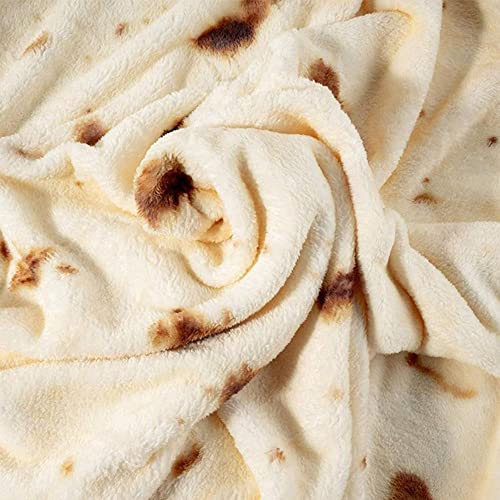Burritos Tortilla Blanket, Double Sided Giant Flour Tortilla Throw Blanket, Novelty Tortilla Blanket, 300 GSM Soft and Comfortable Flannel Taco Blanket (71 inches)