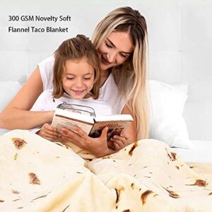 Burritos Tortilla Blanket, Double Sided Giant Flour Tortilla Throw Blanket, Novelty Tortilla Blanket, 300 GSM Soft and Comfortable Flannel Taco Blanket (71 inches)
