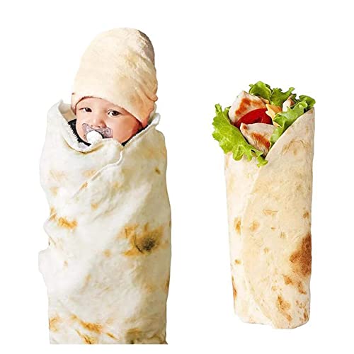 Burritos Tortilla Blanket, Double Sided Giant Flour Tortilla Throw Blanket, Novelty Tortilla Blanket, 300 GSM Soft and Comfortable Flannel Taco Blanket (71 inches)