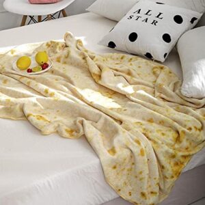 Burritos Tortilla Blanket, Double Sided Giant Flour Tortilla Throw Blanket, Novelty Tortilla Blanket, 300 GSM Soft and Comfortable Flannel Taco Blanket (71 inches)