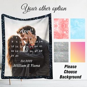 Custom Blanket with Photos Personalized Picture Blanket for Couples Anniversary Valentines Day Gifts for Him Customize Soft Fleece Wedding Blanket for Wife Husband Boyfriend Gifts Made in USA 50"x60"