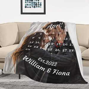 Custom Blanket with Photos Personalized Picture Blanket for Couples Anniversary Valentines Day Gifts for Him Customize Soft Fleece Wedding Blanket for Wife Husband Boyfriend Gifts Made in USA 50"x60"