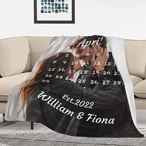 Custom Blanket with Photos Personalized Picture Blanket for Couples Anniversary Valentines Day Gifts for Him Customize Soft Fleece Wedding Blanket for Wife Husband Boyfriend Gifts Made in USA 50"x60"