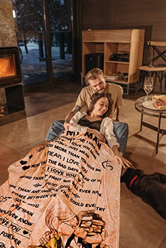 BLAMEZI Gift to My Man Fleece Blanket,Personalized Bed Flannel Throw Blanket, Father's Day Wedding Anniversary for Husband Dad (80“X60, to My Man)