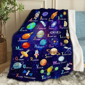 artblanket space alphabet throw blanket fannel fleece super soft funny blanket travel throw blanket for bed couch sofa 40 x 50 inch for kid